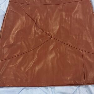 Women’s Faux Leather A-Line Mini Skirt in Brown